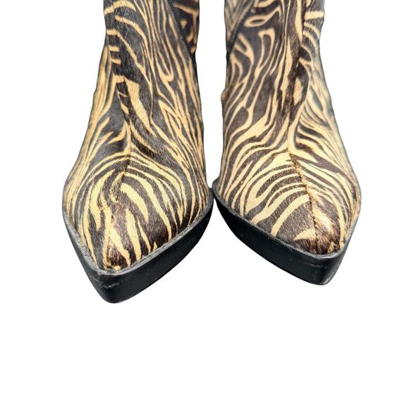 Hale Bob Zebra Pony Hair Ankle Boots Red Bow Stiletto Heel Size 8M - Picture 4 of 16